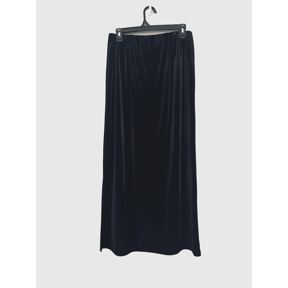 VTG Y2K  Whimsigoth Black Velvet Pencil Maxi Skirt Size 8 Stretchy Fairy Grunge